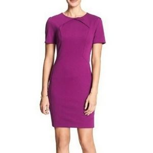 Banana Republic Fitted Purple Short Sleeve Dress